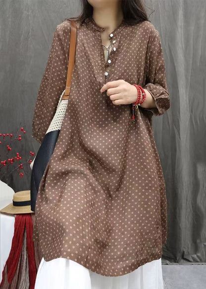 Dress Elegant White Fall Pockets Cotton Dot Shirts Button