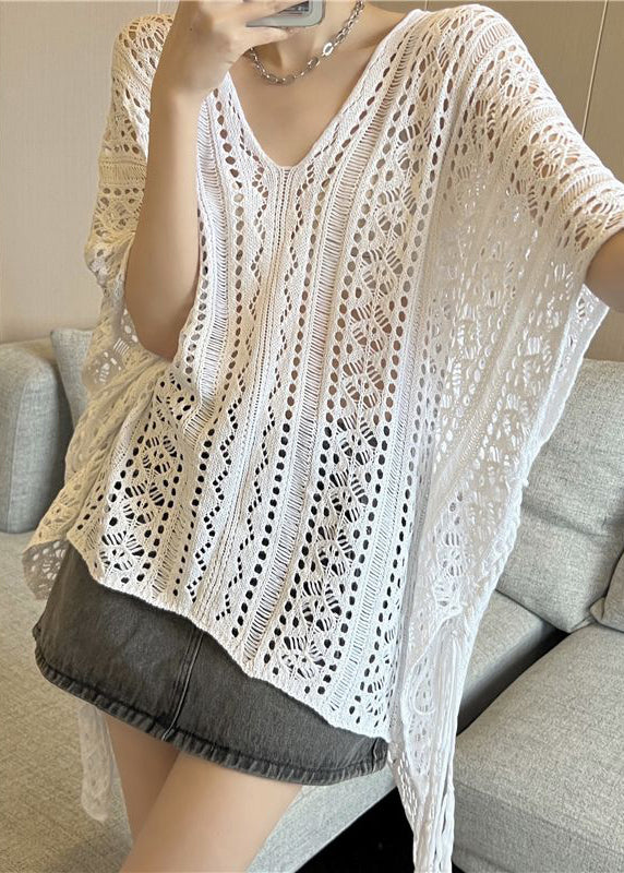 V-Ausschnitt Low Design Sommer Strick Eis Shirt T High Schwarz Mode Seide