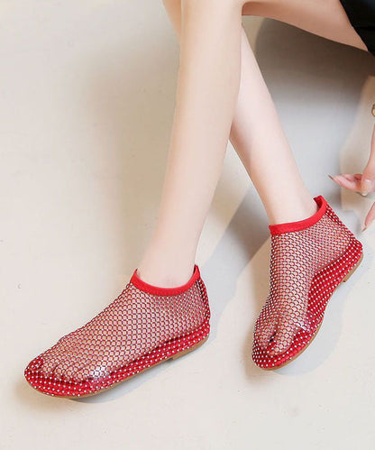 Mesh Breathable Boots Splicing Zircon Red Sandals Fashion