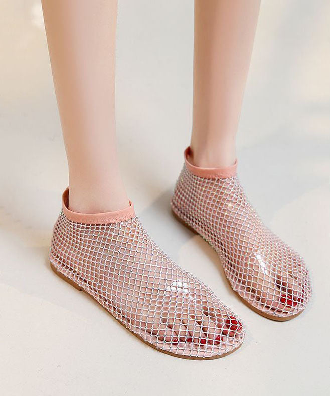 Mesh Atmungsaktive Stiefel Spleißen Zirkon Rot Sandalen Mode