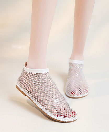 Mesh Breathable Boots Splicing Zircon Red Sandals Fashion