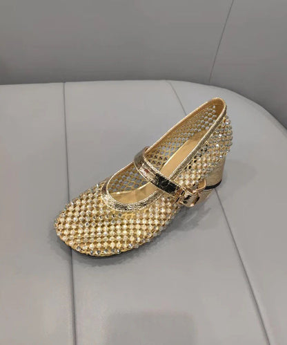 Black Splicing Shoes Zircon Fashion Breathable Mesh Chunky