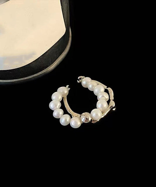 Set Quaste Perlenringe Feinmetall Zweiteilig