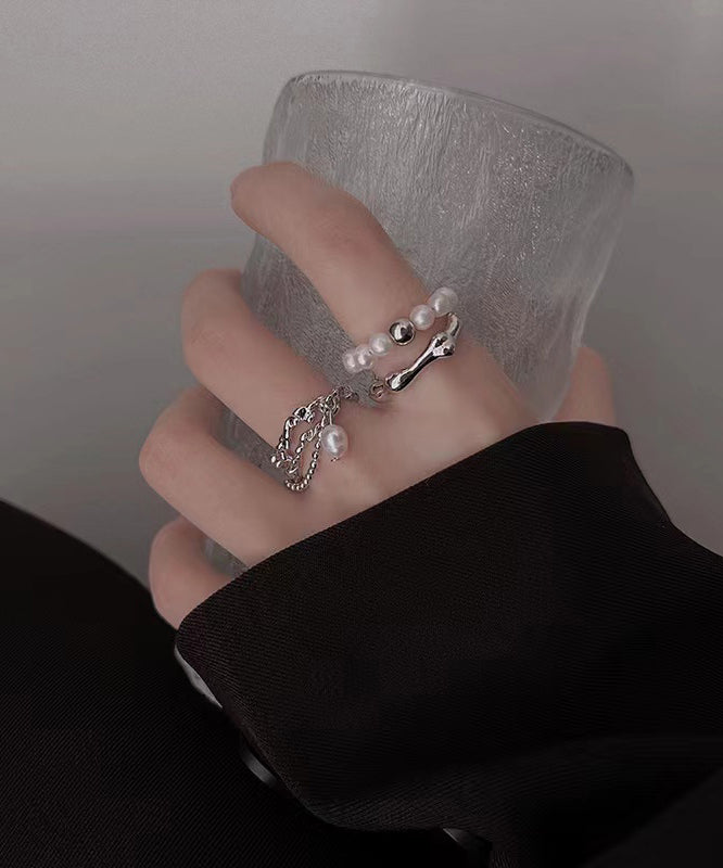 Set Quaste Perlenringe Feinmetall Zweiteilig