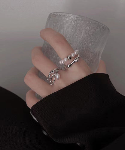 Set Quaste Perlenringe Feinmetall Zweiteilig