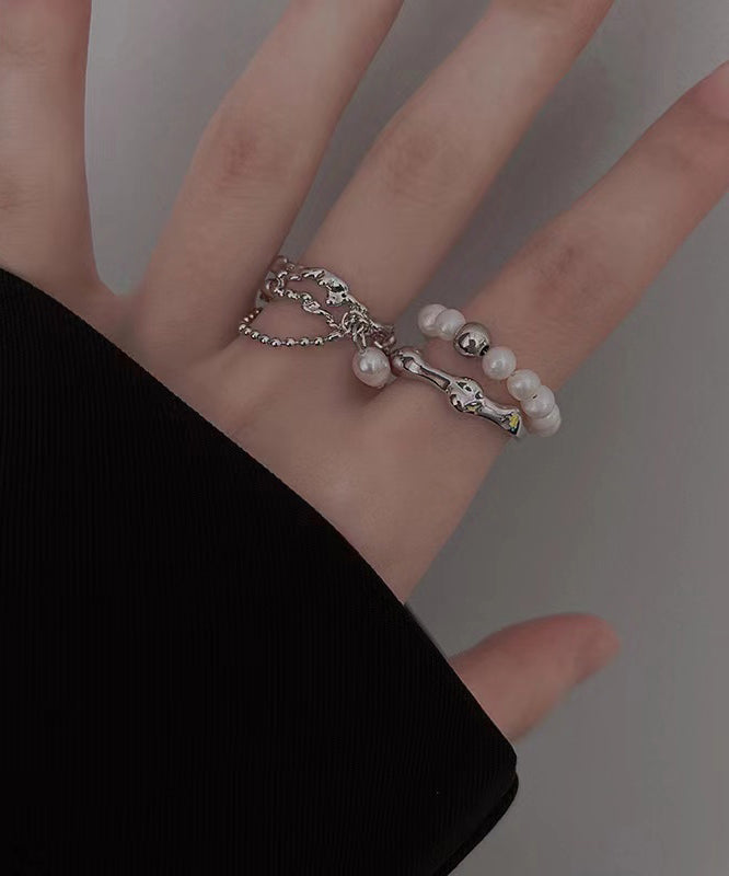 Set Quaste Perlenringe Feinmetall Zweiteilig