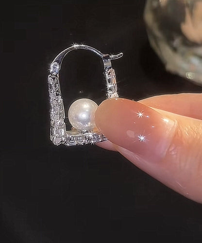 シルクフープイヤリング スターリングジルコン ハンドバッグ パール シルバー ファイン