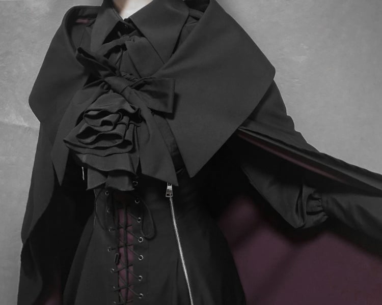 エレガントなゴシックオーバーサイズフォールドオーバーカラークローク