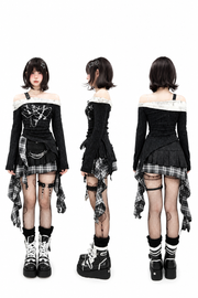 Full outfit styled with black-and-white platform boots