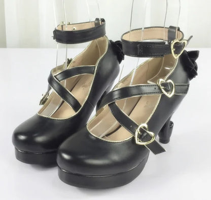 35-40 Classic Vintage Sweet Lolita Cute Bowknot Cross Strap Shoes