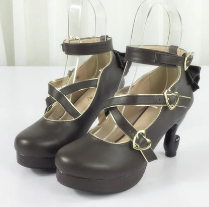 35-40 Classic Vintage Sweet Lolita Cute Bowknot Cross Strap Shoes