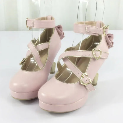 35-40 Classic Vintage Sweet Lolita Cute Bowknot Cross Strap Shoes