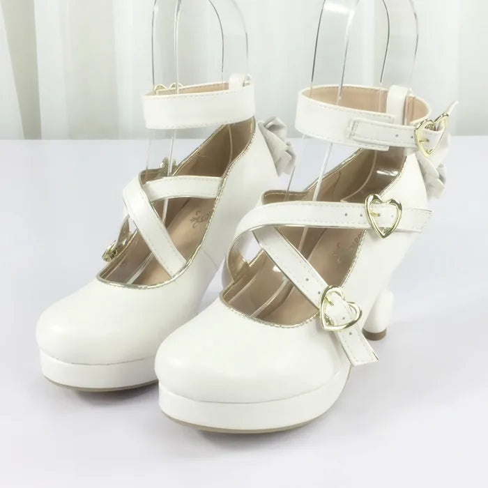 35-40 Classic Vintage Sweet Lolita Cute Bowknot Cross Strap Shoes