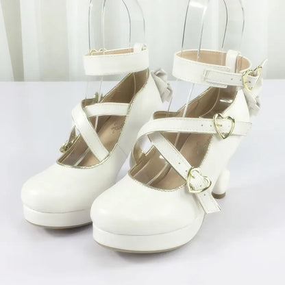 35-40 Classic Vintage Sweet Lolita Cute Bowknot Cross Strap Shoes