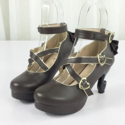 35-40 Classic Vintage Sweet Lolita Cute Bowknot Cross Strap Shoes