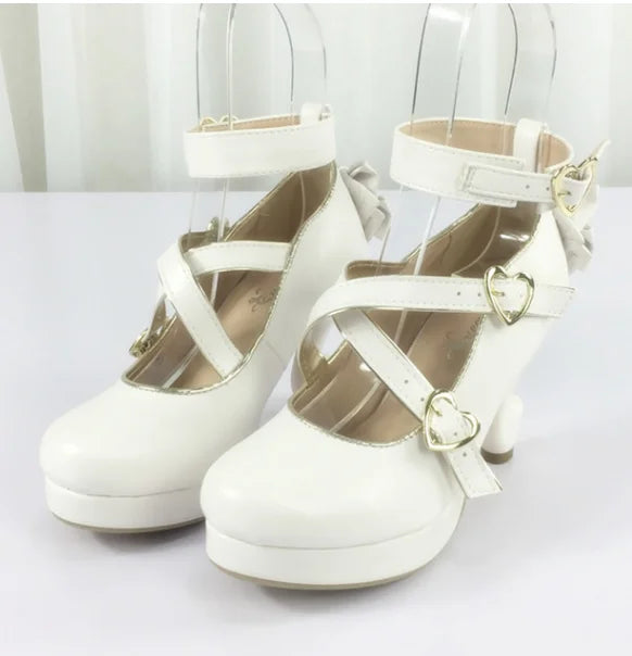 35-40 Classic Vintage Sweet Lolita Cute Bowknot Cross Strap Shoes