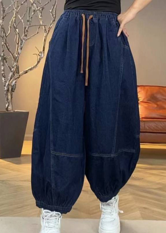 Waist Summer Patchwork Lantern Pants Green Pockets Elastic Handmade