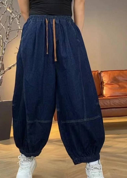 Waist Summer Patchwork Lantern Pants Green Pockets Elastic Handmade