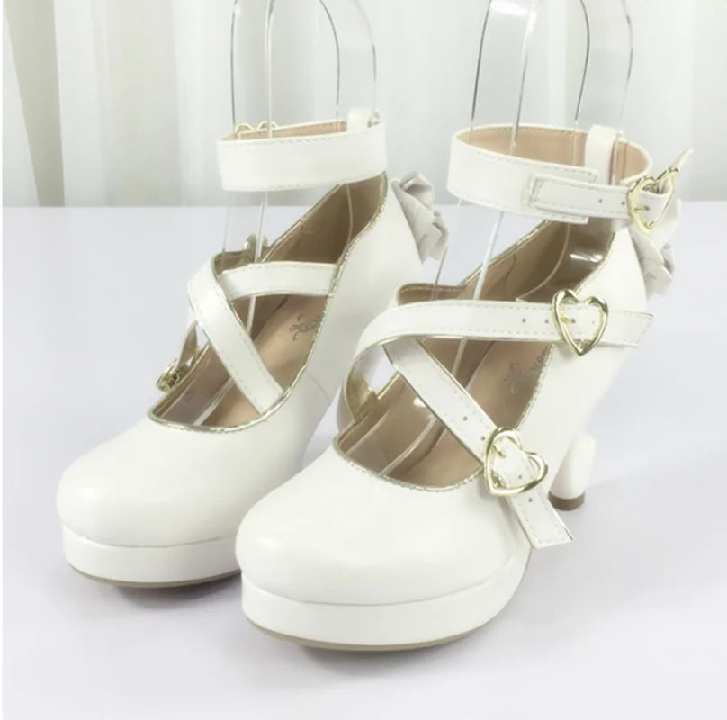 35-40 Classic Vintage Sweet Lolita Cute Bowknot Cross Strap Shoes