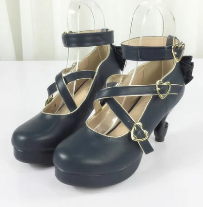 35-40 Classic Vintage Sweet Lolita Cute Bowknot Cross Strap Shoes