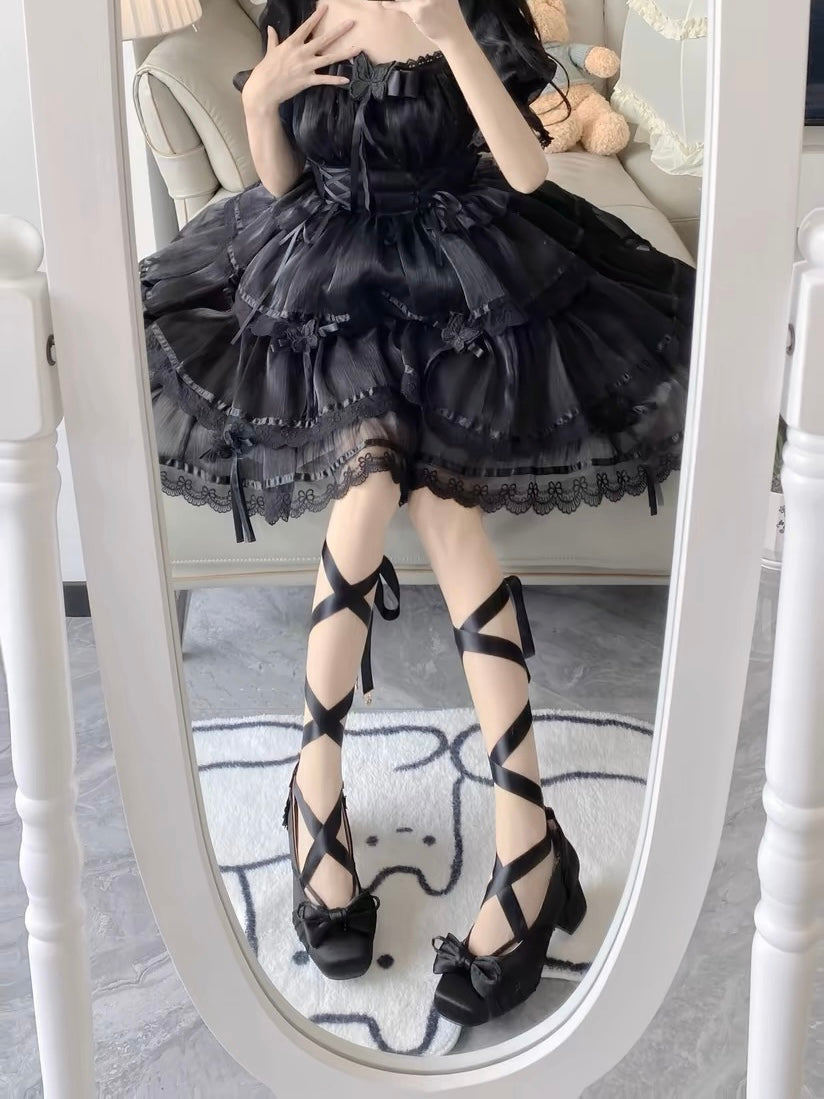Balletcore Lolita Pumps with Heartbeat Design