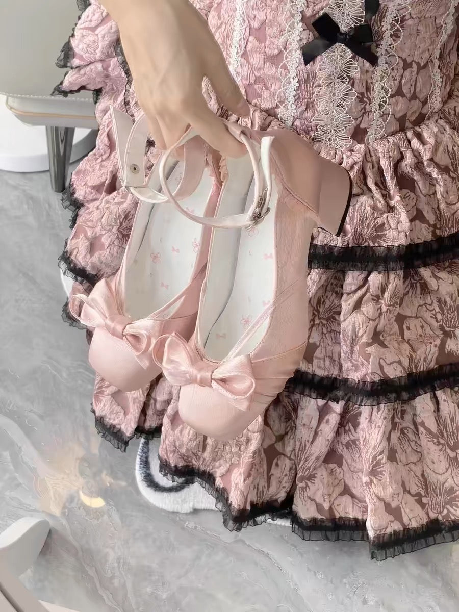 Balletcore Lolita Pumps with Heartbeat Design