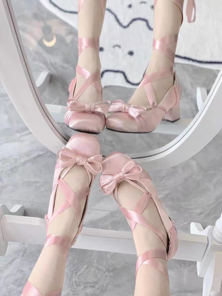 Balletcore Lolita Pumps with Heartbeat Design
