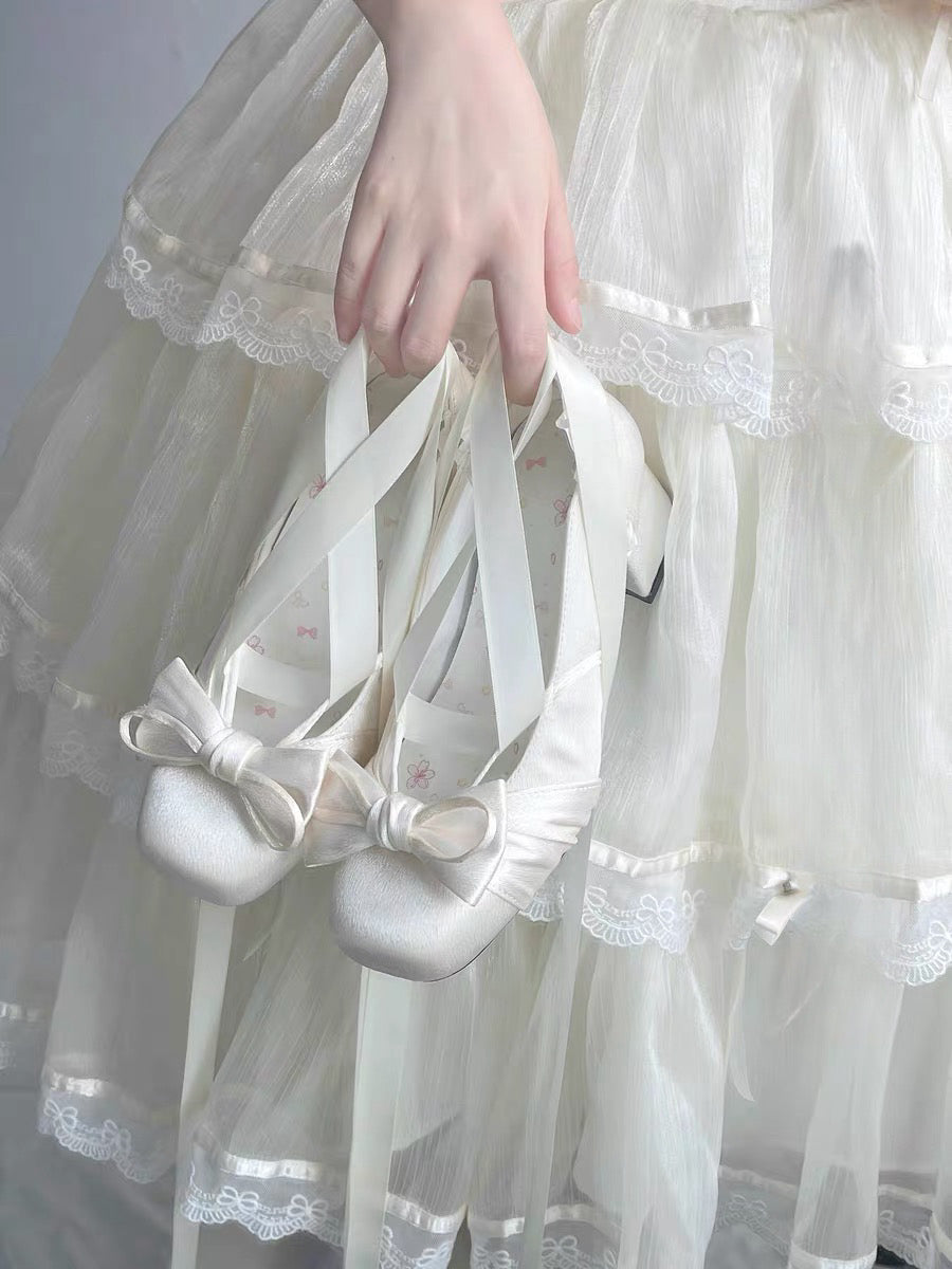 Balletcore Lolita Pumps with Heartbeat Design