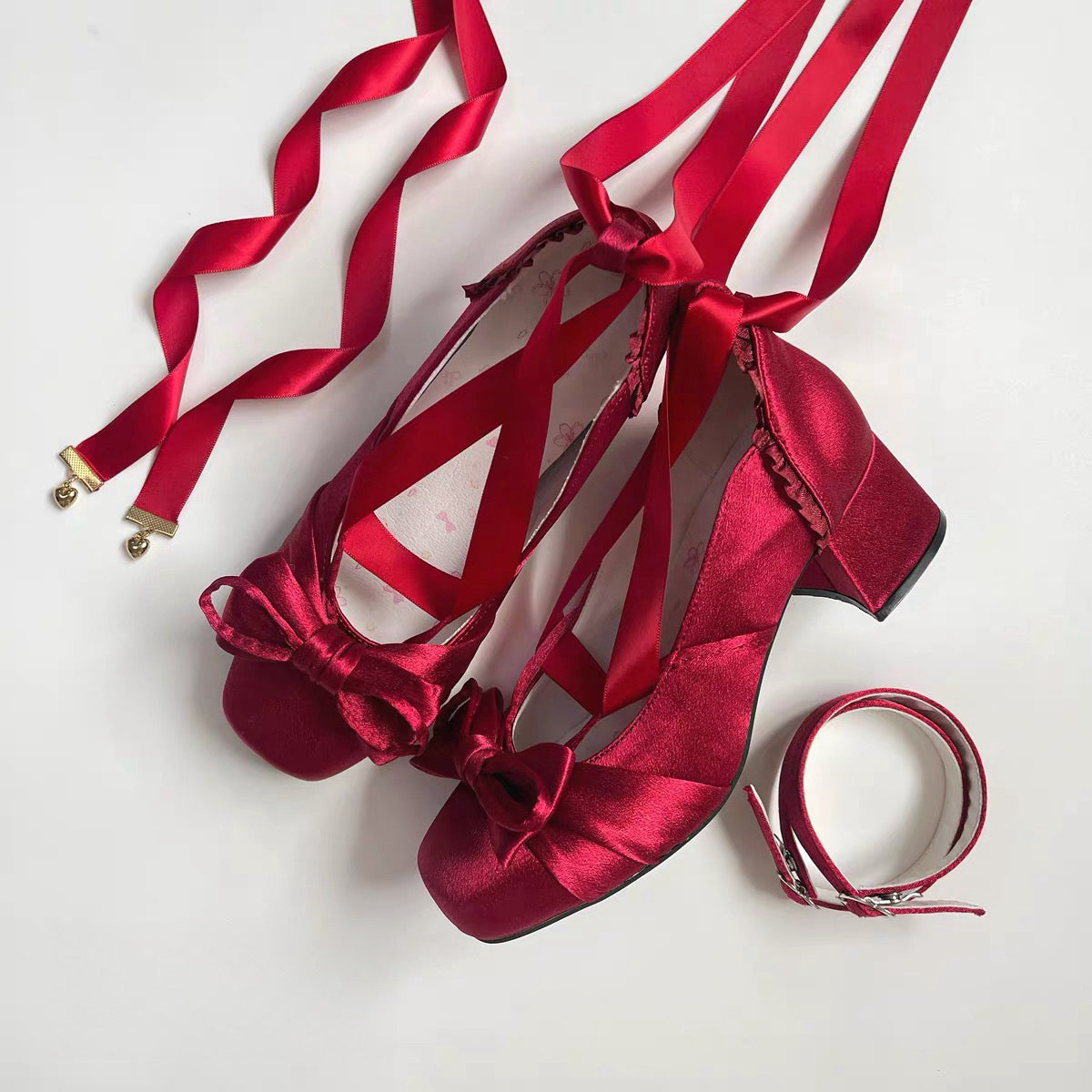 Balletcore Lolita Pumps with Heartbeat Design