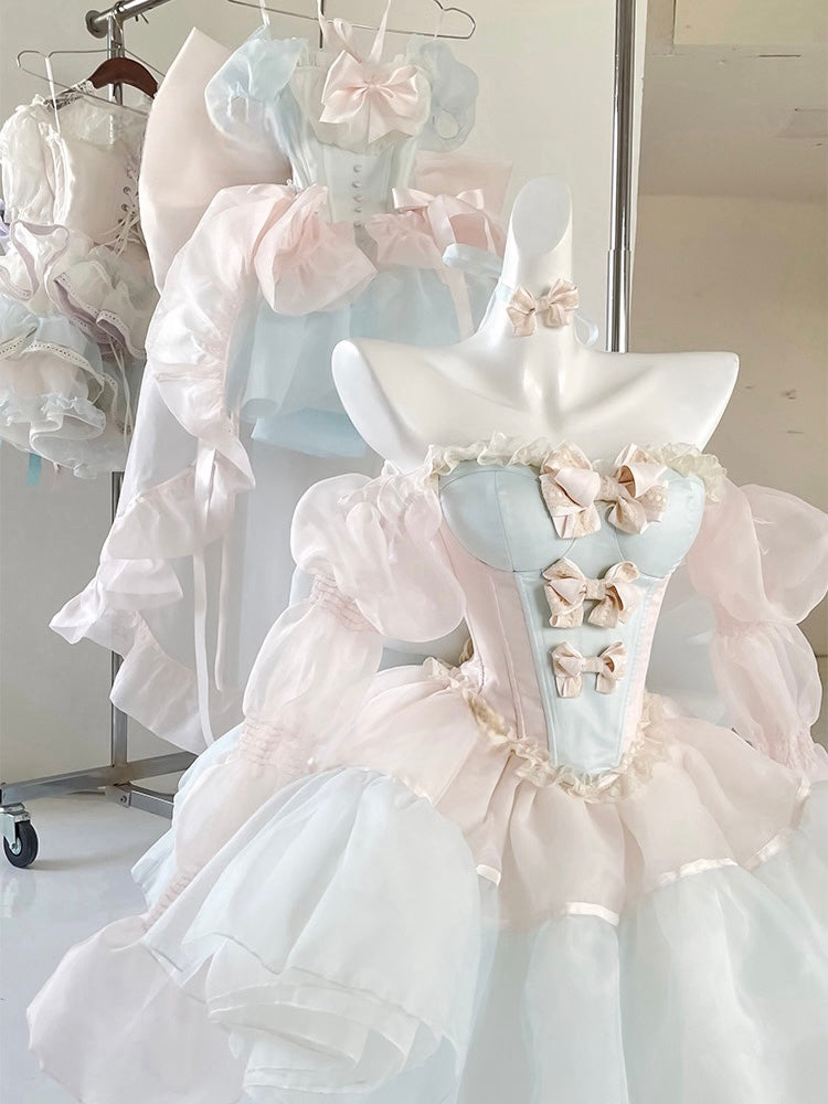 Fairy Garden Princess Dress Set – Floral Top + Layered Skirt