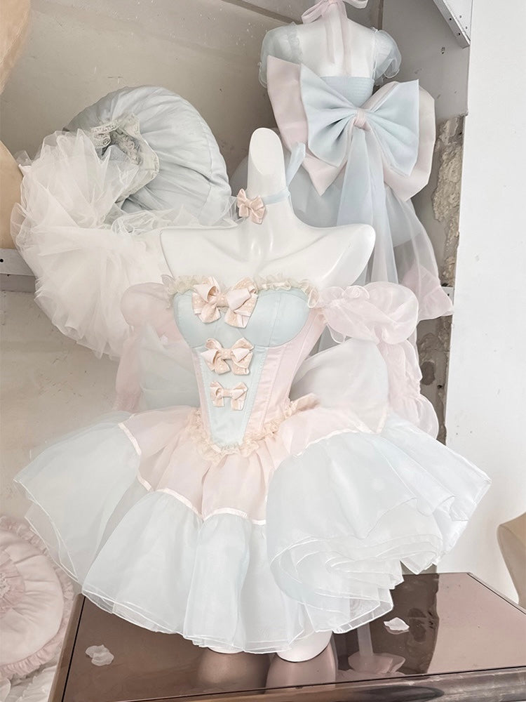 Fairy Garden Princess Dress Set – Floral Top + Layered Skirt