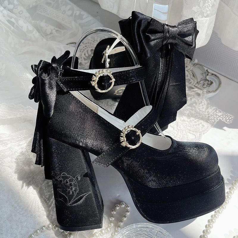Fairy Lily Lolita Satin Mary Jane Shoes