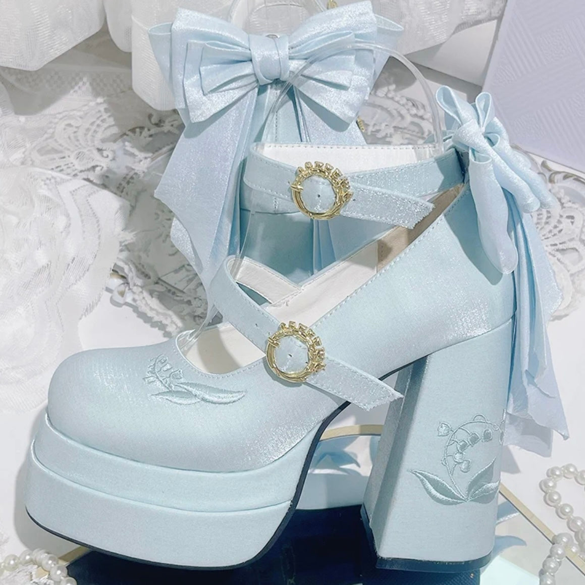 Fairy Lily Lolita Satin Mary Jane Shoes