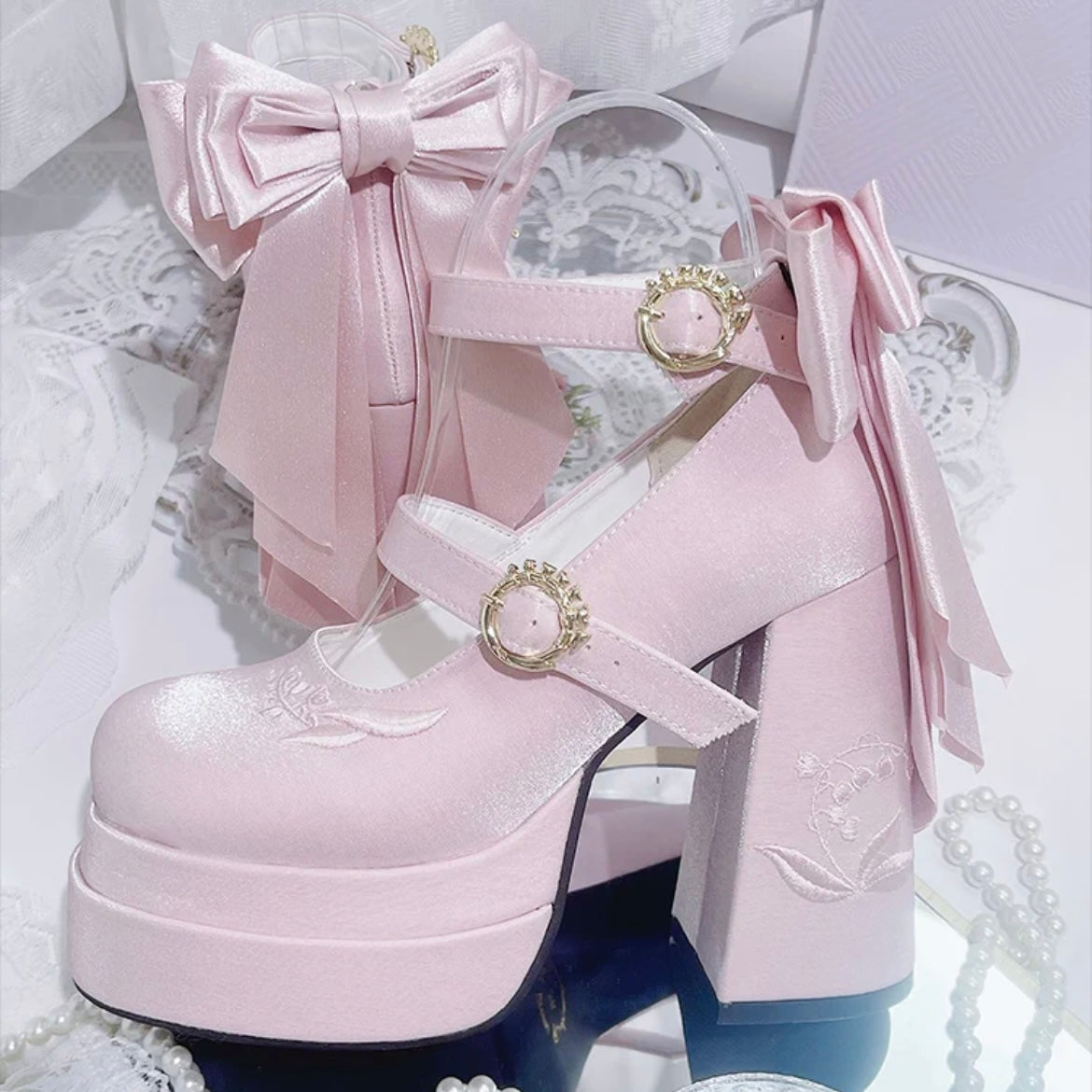 Fairy Lily Lolita Satin Mary Jane Shoes