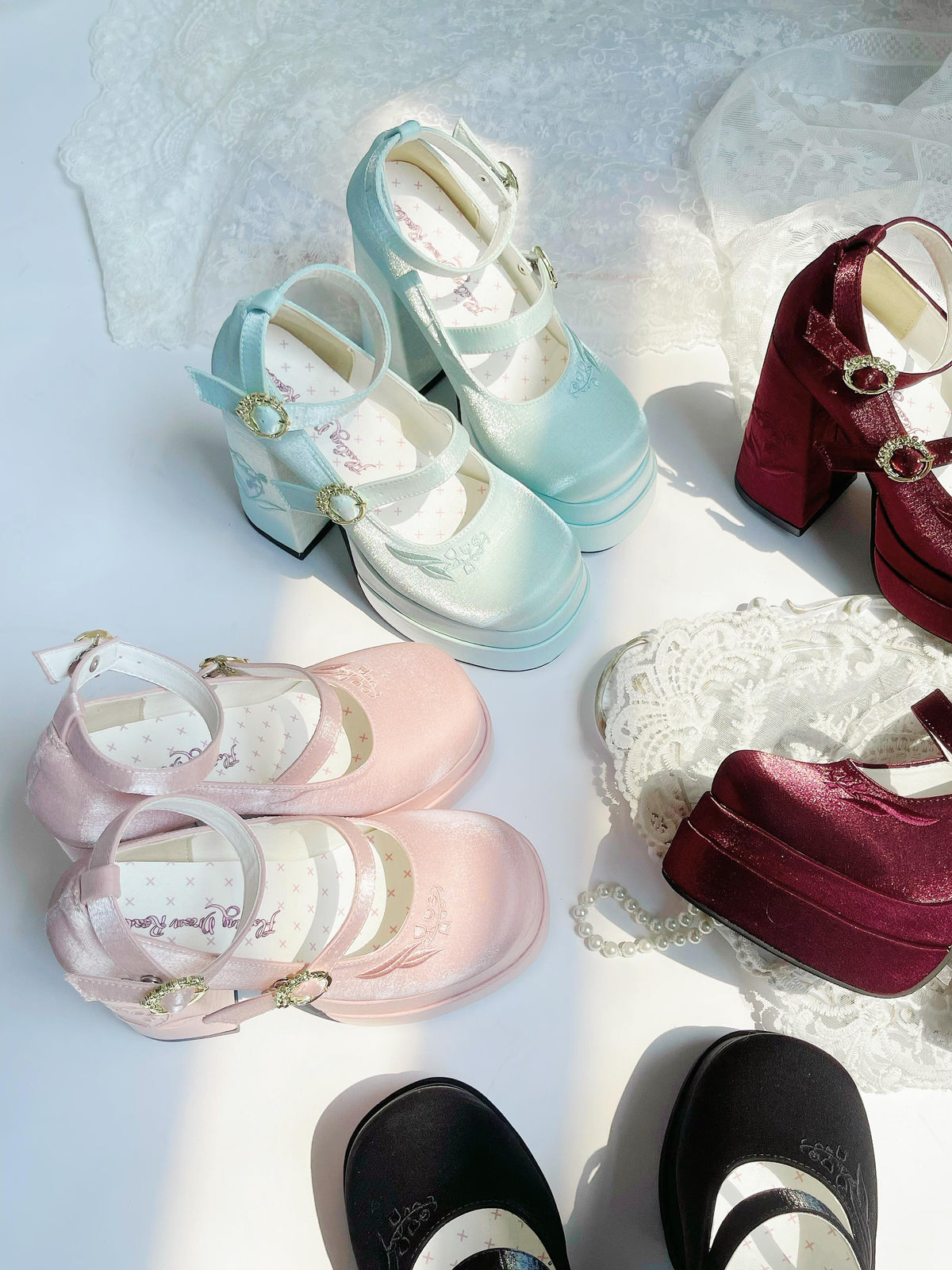 Fairy Lily Lolita Satin Mary Jane Shoes