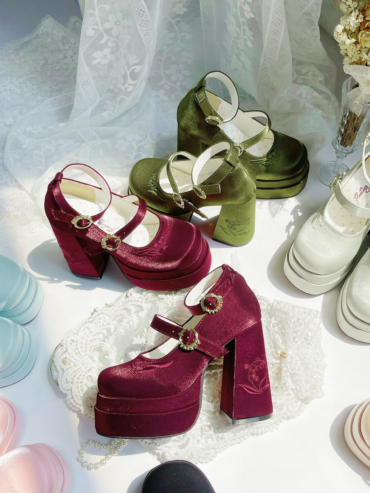 Fairy Lily Lolita Satin Mary Jane Shoes