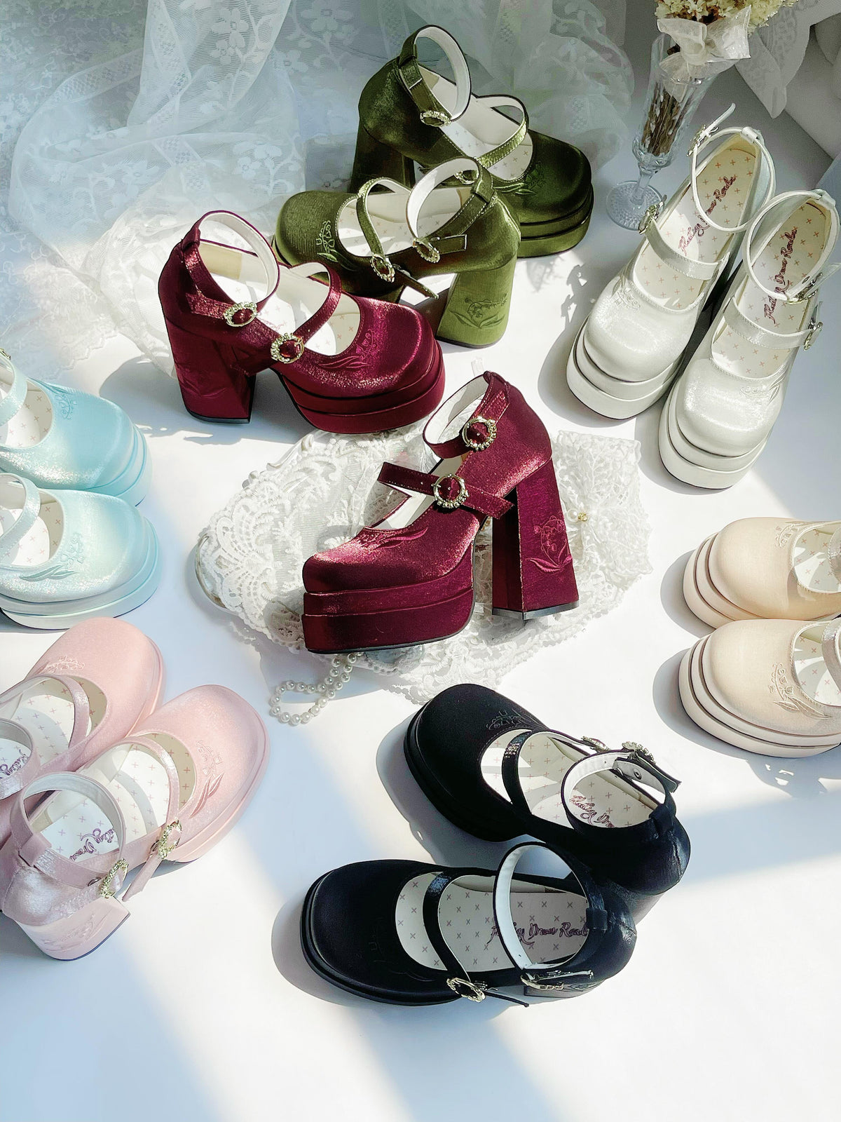 Fairy Lily Lolita Satin Mary Jane Shoes