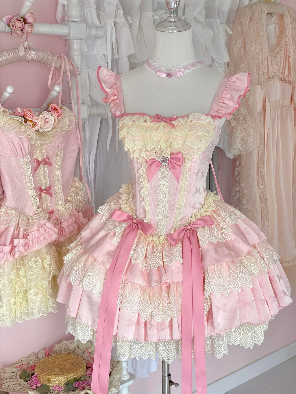 Sweet Lolita Rococo Ballet Dress with Strawberry Bow