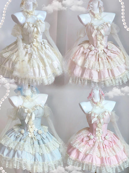 ロマンチックなレースの蝶の妖精のロココドレス