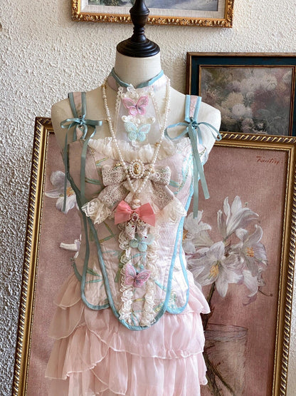 Goldenes Kanarienvogel-Kleiderset im östlichen Rokoko-Chinoiserie-Stil