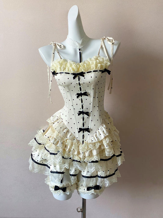 パリホリデー ヴィンテージ ポルカドット コルセット セット