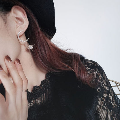 und Ohrring Mond Strass Stern Tropfen