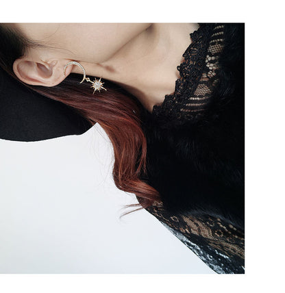und Ohrring Mond Strass Stern Tropfen