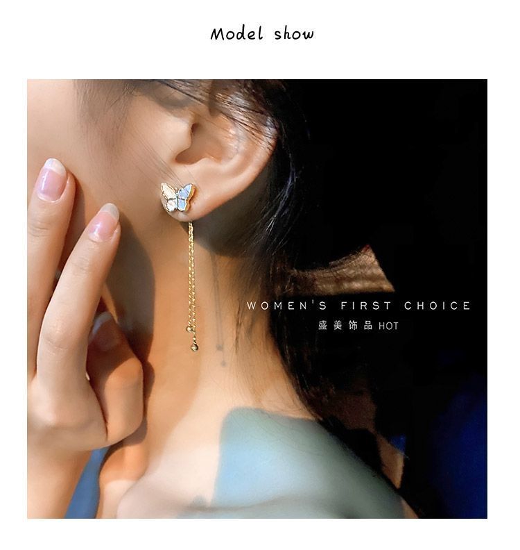 Schmetterlingsohrring aus Legierung mit Fransen