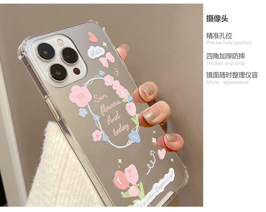 Flower Mirrored Phone Case - Compatible with iPhone