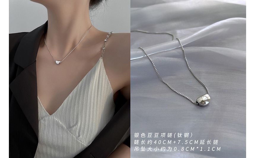 Bean Steel Stainless Pendant Necklace Polished