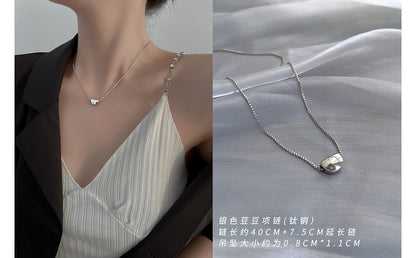 ビーンスチールステンレスペンダントネックレス（ポリッシュ仕上げ）