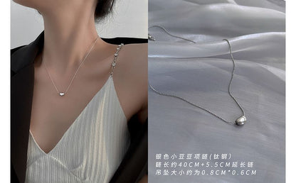 ビーンスチールステンレスペンダントネックレス（ポリッシュ仕上げ）