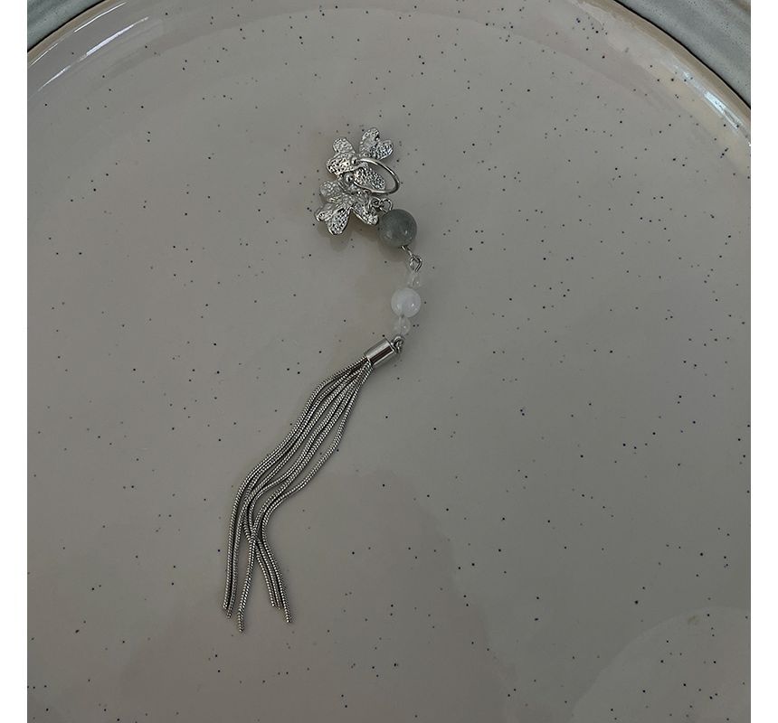 Manschetten-Ohrring mit Fransen aus Acryl mit Blume