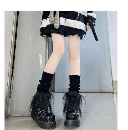 Warmers Trim Fluffy Knit Leg